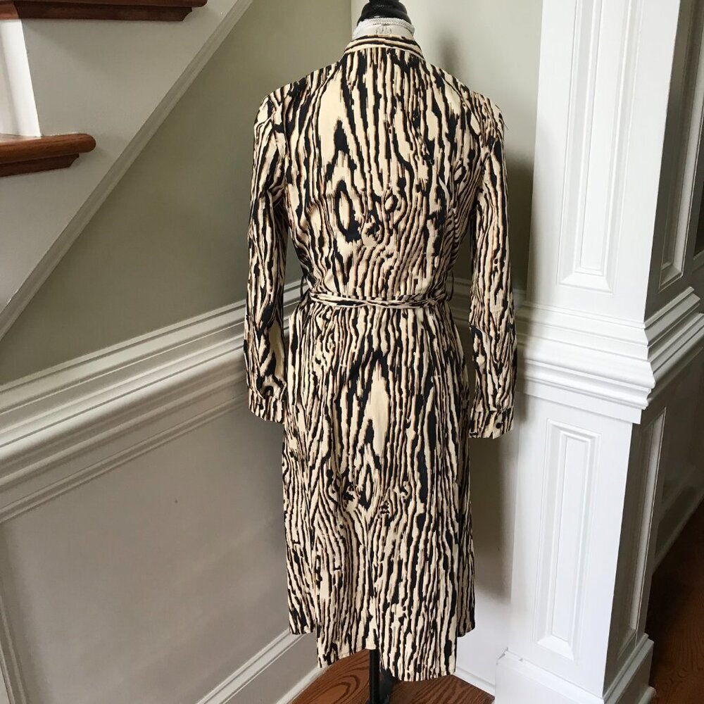 Baum und Pferdgarten Shirt Dress Womens 38 Small Black Tan Tiger Print Midi Boho - Picture 10 of 12